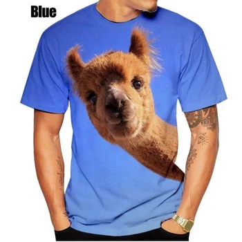 Модная футболка с животными, забавная мужская футболка из альпаки с 3D-принтом, повседневные футболки с короткими рукавами.