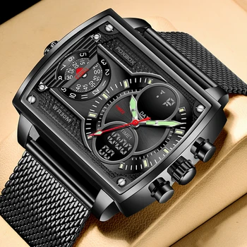 Модные военные часы LIGE для мужчин, роскошные оригинальные спортивные часы с хронографом, Водонепроницаемые кварцевые наручные часы Montre Homme + КОРОБКА