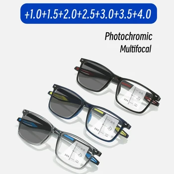 Модные Прогрессивные Мультифокальные Фотохромные Очки Для Пресбиопии, Умные Очки Для Чтения, Меняющие Цвет +1.0+1.5+2.0+2.5+3.0+3.5+4.0