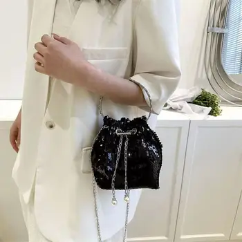 Модный тренд, женская сумка с цепочкой из пайеток, новинка 2023, весенне-летняя модная сумка через плечо, кошельки и сумочки