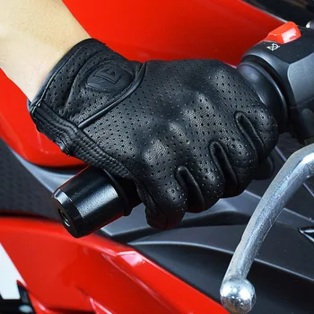Мотоциклетные перчатки в стиле ретро из натуральной кожи с дышащим сенсорным экраном, летние Мужские и женские защитные средства от падения для езды на мотоцикле
