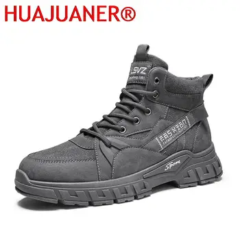 Мужская вулканизированная обувь, нескользящие защитные ботинки, уличная походная дизайнерская мотоциклетная обувь, прочная обувь на платформе, боевая платформа, военная
