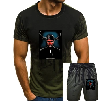 Мужская Женская футболка Hannibal с Мадсом Миккельсеном, футболка из 100% хлопка, хлопковые черные футболки с аниме