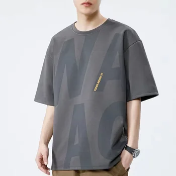 Мужская летняя футболка с коротким рукавом, Корейские повседневные свободные футболки с буквенным принтом, мужские базовые топы в стиле хип-хоп, модная уличная одежда