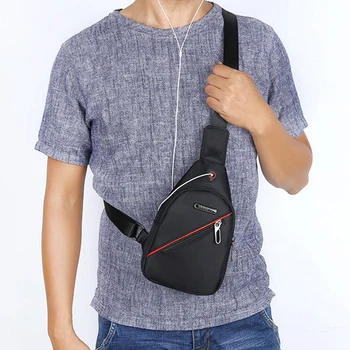 Мужская мода, Новая мужская мини-нейлоновая нагрудная сумка, сверхлегкие сумки через плечо с отверстиями для наушников, Водонепроницаемая Повседневная Маленькая мужская сумка через плечо