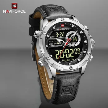 Мужские спортивные часы NAVIFORCE от ведущего бренда класса люкс, кожаные кварцевые наручные часы в стиле милитари, хронограф, мужские часы Relogio Masculino