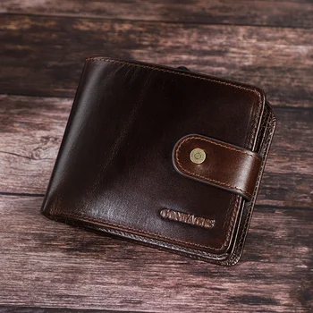 Мужской RFID-кошелек из натуральной кожи, карман для монет, Маленький держатель для карт, Винтажный короткий кошелек с застежкой-молнией, мужские портмоне Carteiras