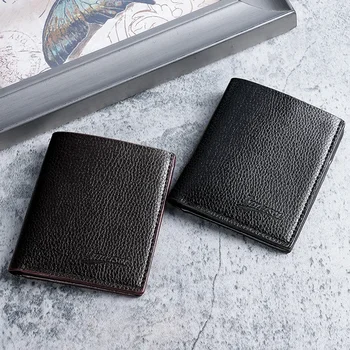 Мужской вертикальный деловой кошелек из зерен личи с тонким зажимом для мелочи, многофункциональная мужская сумка для карт