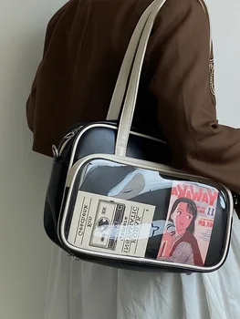 Мягкая кожаная квадратная сумка большой емкости, модная женская сумка-мессенджер, женская сумка-тоут для студентов колледжа, сумка для фотографий, молодежная