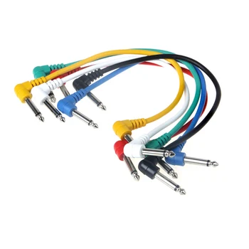 Набор шестицветных соединительных кабелей с гитарным эффектом, цветная гитарная перемычка, наклоненная для педали гитарного эффекта