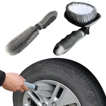 Набор щеток для чистки колес, портативный набор щеток для обода колеса автомобиля, 2 штуки, Универсальная щетка для чистки колесных дисков мотоциклов и