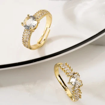 Нежные женские открытые кольца, высококачественное кольцо в виде сердца с фианитами, современные женские украшения для свадебного отдыха