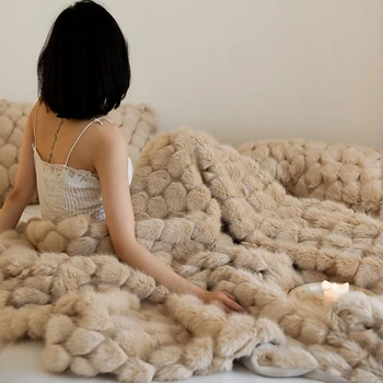 Новое стильное модное одеяло из искусственного меха альпаки, двухслойные утолщенные одеяла из микрофибры для кровати, плед, Плюшевые одеяла для дивана на зиму
