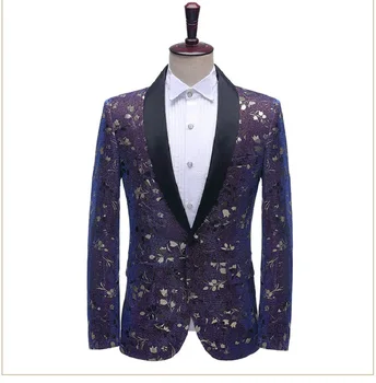 Новый мужской блестящий однорядный пиджак на одной пуговице для выступлений, приталенное платье для выступления певца и ведущего