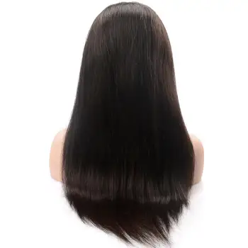 Парик с кружевом спереди из человеческих волос для чернокожей женщины Прямой 1b # 13x4 С кружевной застежкой, Предварительно выщипанная линия волос с детскими волосами