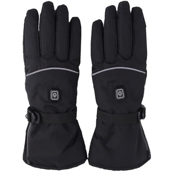 Перчатки для зимней езды с подогревом, ветрозащитные перчатки с сенсорным экраном и подогревом на батарейках, для катания на лыжах, мотоцикле