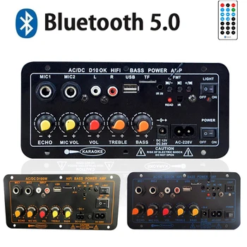 Плата Аудиоусилителя Bluetooth 300 Вт 200 Вт 120 Вт Сабвуфер с Двойным Микрофоном Модуль Усилителя для 4-омного 8-12-дюймового Динамика 12/24 В 110/220 В