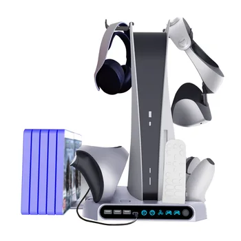 Подставка для зарядки для PS VR2 PS5 Многофункциональное охлаждающее зарядное устройство Док-станция Подставка База Держатель для хранения шлема