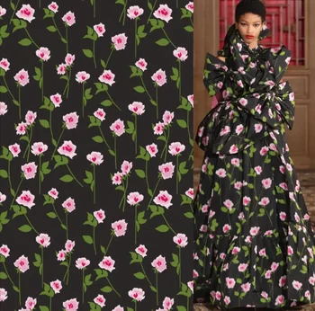 Полиэфирная атласная ткань для платья с цветочным рисунком, ткань европейского бренда, ткань с цветочным принтом на заказ, тонкое лоскутное шитье z1