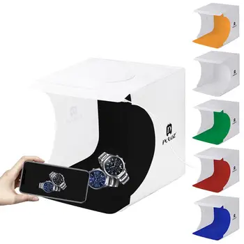 Портативная Мини-коробка для Фотостудии 24x23x22 см со Светодиодной Подсветкой, Фоном и Лайтбоксом для Профессиональной фотосъемки