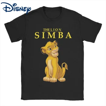 Потрясающая футболка The Lion King Simba для мужчин, женские хлопковые футболки с круглым вырезом, футболка Disney с коротким рукавом, оригинальная одежда