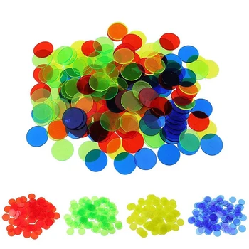 Принадлежности Пластиковая монета, разноцветный диск для игры в бинго, Прозрачные обучающие игрушки Монтессори, математические игрушки с фишками для бинго