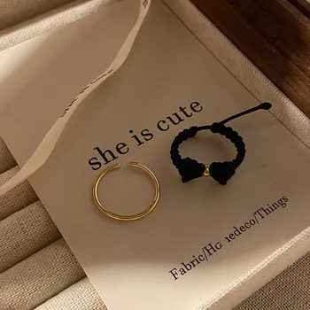 Простое и универсальное кольцо с бантом, вязаное на веревке, простой набор колец для любителей мужчин и женщин, Персонализированное кольцо