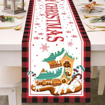 Рождественская скатерть, прочная рождественская настольная дорожка с мультяшным рисунком, праздничное украшение кухни для праздничного сезона, многоразовое использование