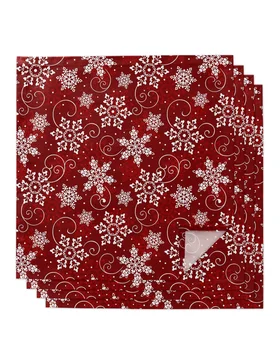 Рождественские Красные салфетки с текстурой снежинки, набор салфеток, Носовой платок, Салфетка для свадебной вечеринки, Рождественский Банкет, Чайные салфетки