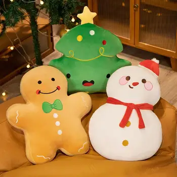 Рождественские подушки, милые подушки, плюшевый снеговик и пряничный человечек, рождественские подарочные принадлежности, Забавные рождественские плюшевые игрушки, подарочные принадлежности