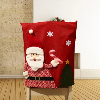 Рождественский чехол для стула, обеденный стол, Санта-Клаус, Снеговик, украшение в виде красной шапочки, чехлы для спинок стульев, Рождественское украшение