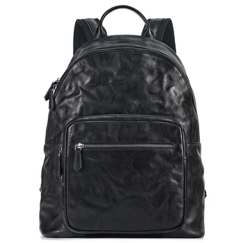 Рюкзак из натуральной мужской кожи, школьная сумка, Модный дорожный повседневный рюкзак для книг из воловьей кожи, мужской