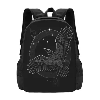 Рюкзак с рисунком Северного Ворона, школьные сумки Raidho Crow Tribal, скандинавские мифические птицы из мистической мифологии.