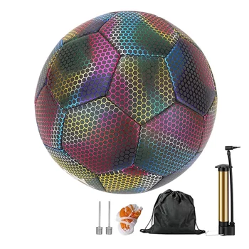 Светоотражающий футбольный мяч, светящиеся футбольные мячи для тренировок взрослых и детей, футбольный мяч Размером 5, Светоотражающая вспышка камеры для ночных тренировок