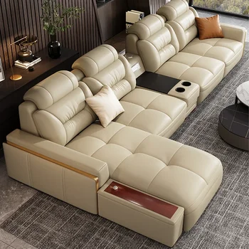 Секционные диваны из итальянской натуральной кожи премиум-класса, диванные гарнитуры с USB и Bluetooth динамиками