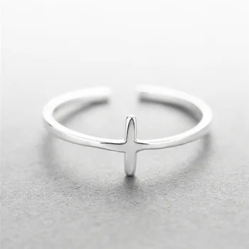 серебряное кольцо 925 пробы простое стильное женское кольцо с открывающимся серебряным кольцом в виде креста и хвоста гипоаллергенный подарок из серебра 925 пробы нового дизайна