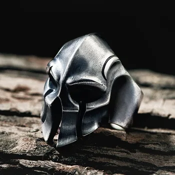 Спартанское кольцо в стиле хип-хоп, мужское одиночное кольцо, винтажный модный бренд, индивидуальное кольцо с черепом, открытое кольцо, ювелирные изделия ручной работы Оптом