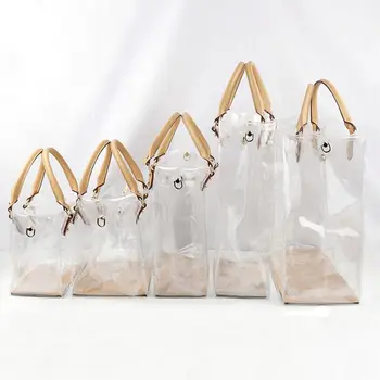 Сумка-тоут из ПВХ Модная прозрачная сумка через плечо большой емкости Подарочная сумка ручной работы Женская