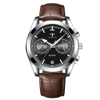 Трендовые спортивные модные наручные часы для мужчин с датой, высококачественный водонепроницаемый светящийся ручной кожаный ремень erkek kol satleri