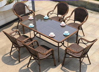 Уличные столы и стулья из ротанга оптом столы и стулья для отдыха на балконе кофейня магазин молочного чая на открытом воздухе