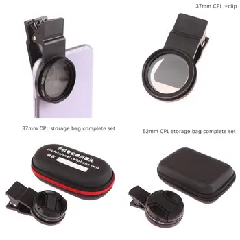 Универсальный портативный профессиональный поляризатор для телефона, широкоугольный объектив с клипсой 37/52 мм, CPL-фильтр, Круговая камера, Черные Аксессуары