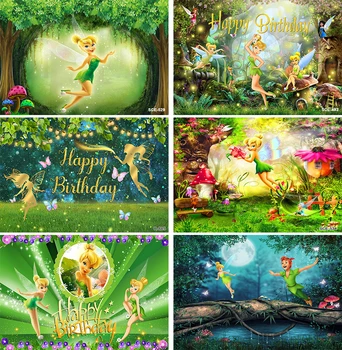 Фон Disney Wonderland Tinker Bell Детский фон на день рождения Сказка Тинкербелл Виниловый реквизит для декора фотографий из полиэстера