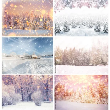 Фон для фотосъемки зимних природных пейзажей, лесной пейзаж со снежинками, Фотофоны для путешествий, Студийный реквизит 22108 DJXJ-01
