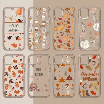 Чехол для телефона Happy Autumn Pumpkin leaf Прозрачный мягкий для iphone 11 13 12 14 x xs xr pro max mini plus