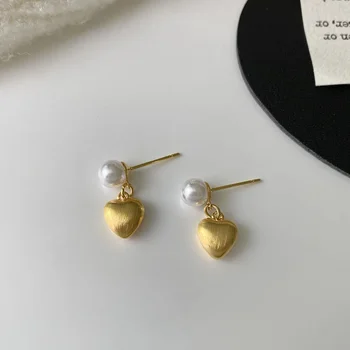 Элегантные серьги-гвоздики с серебряной иглой, покрытой 16-каратным золотом, модные украшения для ушей с жемчужной инкрустацией 